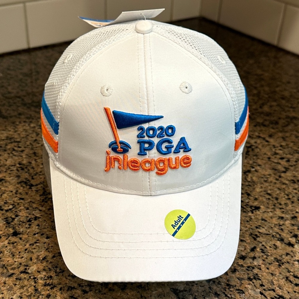 PGA Jr. League Hat GRIP 2020 Adjustable White Blue Mesh Golf Cap Adult Snapback